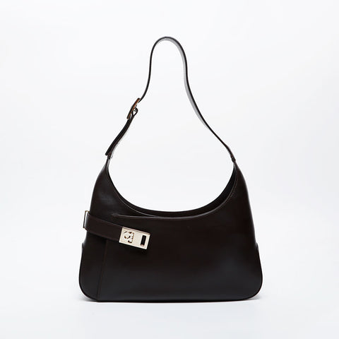 Salvatore Ferragamo Gancini one belt leather Shoulder Bag Brown WS21213