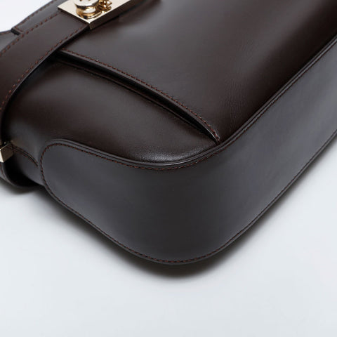Salvatore Ferragamo Gancini one belt leather Shoulder Bag Brown WS21213