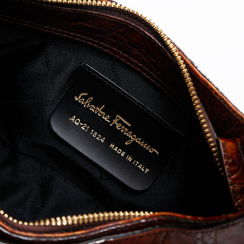 Salvatore Ferragamo Gancini one belt leather Shoulder Bag Brown WS21214