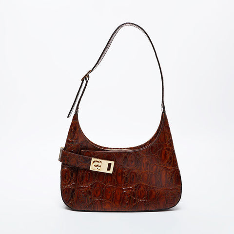 Salvatore Ferragamo Gancini one belt leather Shoulder Bag Brown WS21214