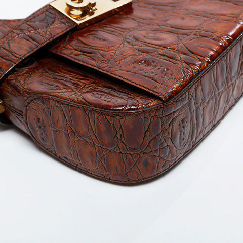 Salvatore Ferragamo Gancini one belt leather Shoulder Bag Brown WS21214