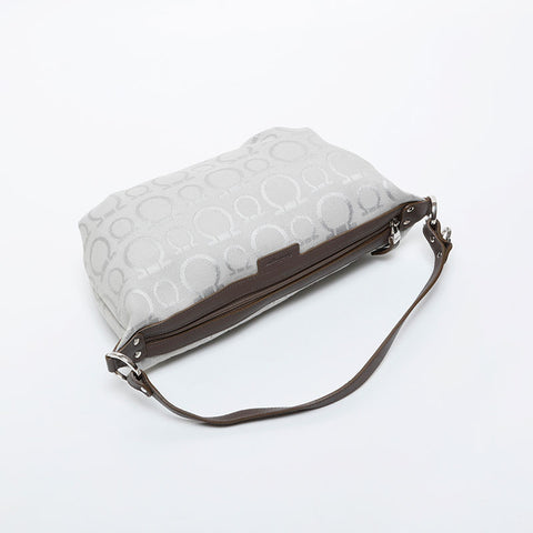 Salvatore Ferragamo Gancini Mini Canvas Pouch Handbag gray WS21218
