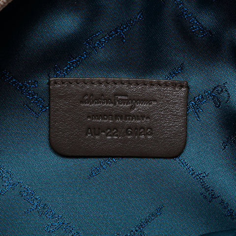 Salvatore Ferragamo Gancini Mini Canvas Pouch Handbag gray WS21218
