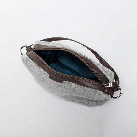 Salvatore Ferragamo Gancini Mini Canvas Pouch Handbag gray WS21218