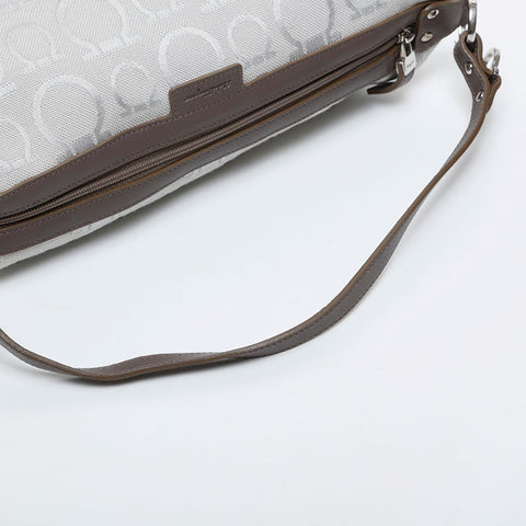 Salvatore Ferragamo Gancini Mini Canvas Pouch Handbag gray WS21218