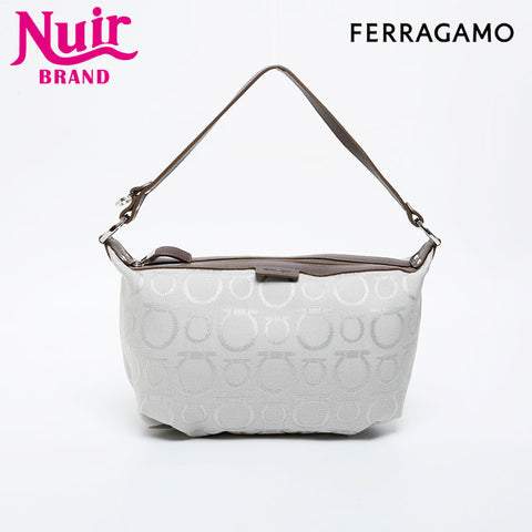 Salvatore Ferragamo Gancini Mini Canvas Pouch Handbag gray WS21218