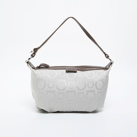 Salvatore Ferragamo Gancini Mini Canvas Pouch Handbag gray WS21218
