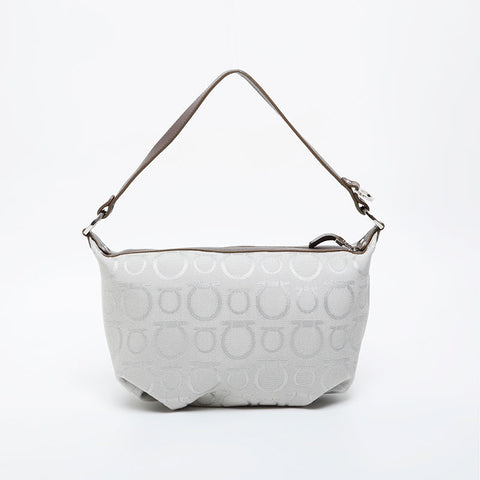 Salvatore Ferragamo Gancini Mini Canvas Pouch Handbag gray WS21218