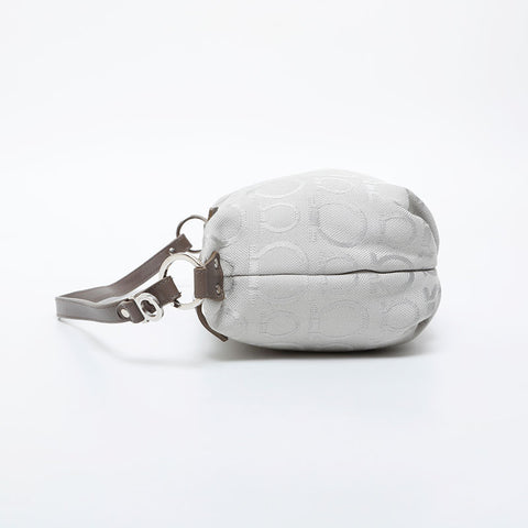 Salvatore Ferragamo Gancini Mini Canvas Pouch Handbag gray WS21218