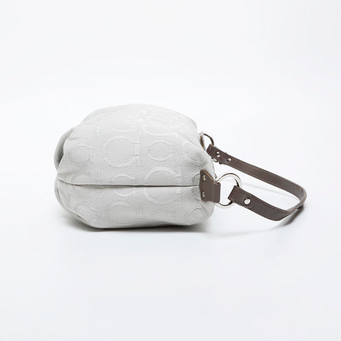 Salvatore Ferragamo Gancini Mini Canvas Pouch Handbag gray WS21218