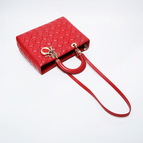 クリスチャンディオール Christian Dior ラージ レディ ディオール 2way ハンドバッグ レッド WS21220