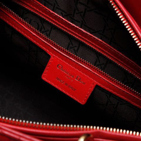 クリスチャンディオール Christian Dior ラージ レディ ディオール 2way ハンドバッグ レッド WS21220