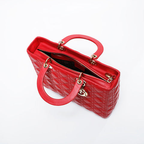 クリスチャンディオール Christian Dior ラージ レディ ディオール 2way ハンドバッグ レッド WS21220