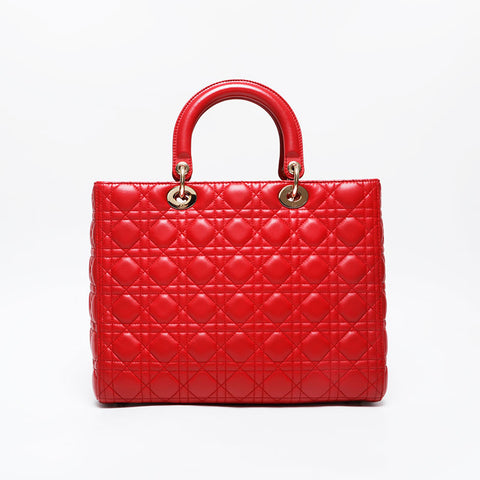 クリスチャンディオール Christian Dior ラージ レディ ディオール 2way ハンドバッグ レッド WS21220