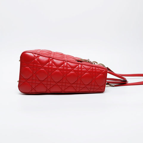 クリスチャンディオール Christian Dior ラージ レディ ディオール 2way ハンドバッグ レッド WS21220