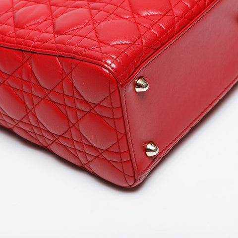 クリスチャンディオール Christian Dior ラージ レディ ディオール 2way ハンドバッグ レッド WS21220