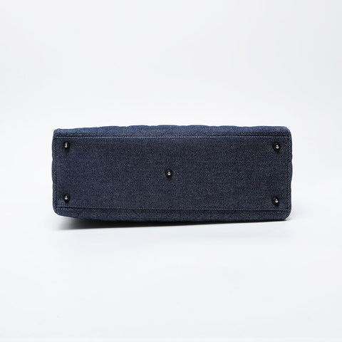 極美品 クリスチャンディオール Christian Dior ラージ レディ ディオール 2way デニム ハンドバッグ ネイビー WS21221