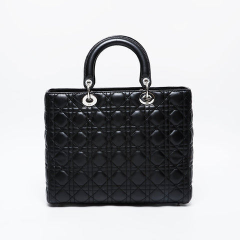 極美品 クリスチャンディオール Christian Dior ラージ レディ ディオール 2way ハンドバッグ ブラック WS21222