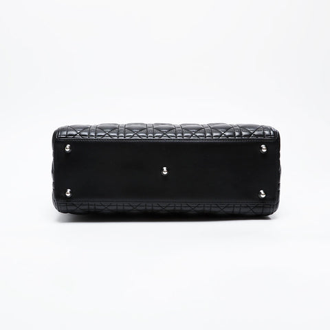 極美品 クリスチャンディオール Christian Dior ラージ レディ ディオール 2way ハンドバッグ ブラック WS21222