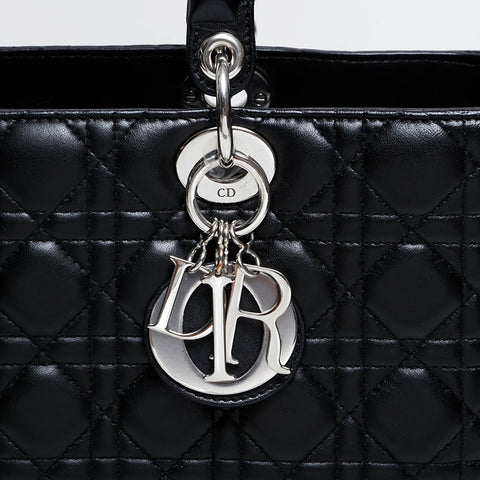 極美品 クリスチャンディオール Christian Dior ラージ レディ ディオール 2way ハンドバッグ ブラック WS21222
