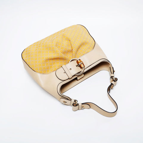 グッチ GUCCI キャンバス バンブー ワンショルダー ショルダーバッグ イエロー WS21224