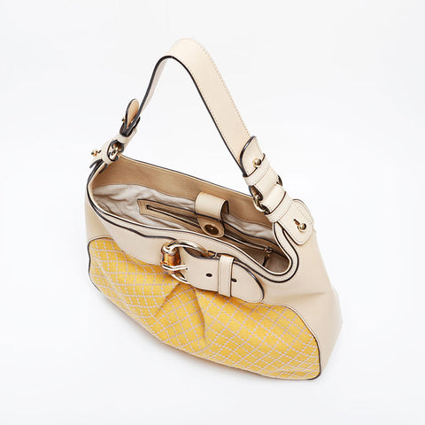 グッチ GUCCI キャンバス バンブー ワンショルダー ショルダーバッグ イエロー WS21224