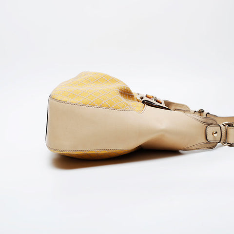GUCCI Canvas Bamboo One Belt Shoulder Bag yellow WS21224