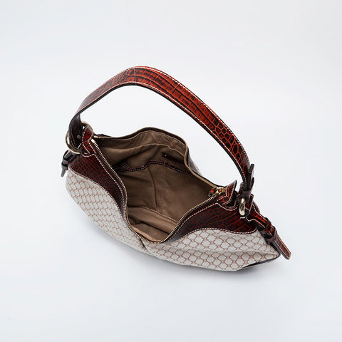 CELINE Macadam embossed leather Shoulder Bag beige WS21226