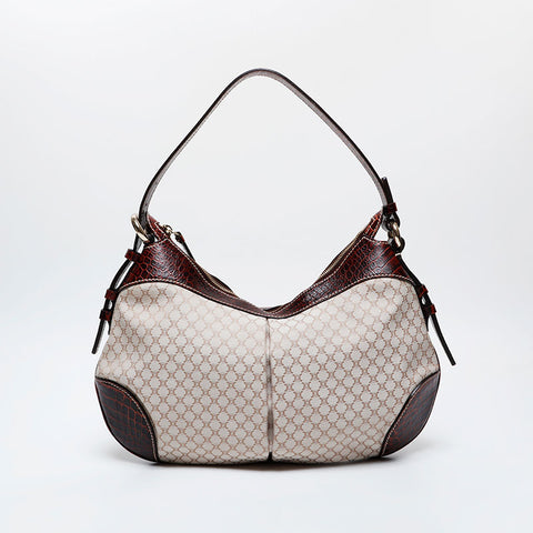 CELINE Macadam embossed leather Shoulder Bag beige WS21226