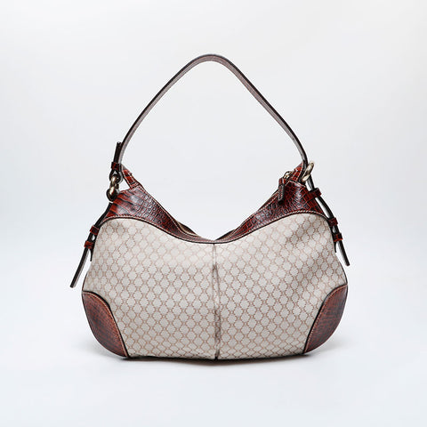 CELINE Macadam embossed leather Shoulder Bag beige WS21226