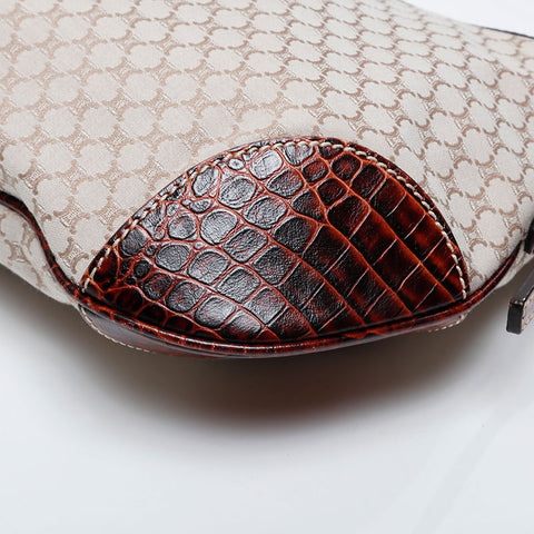CELINE Macadam embossed leather Shoulder Bag beige WS21226