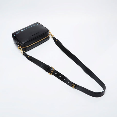 PRADA Leather Logo Camera Bag City Calf Shoulder Bag black WS21229