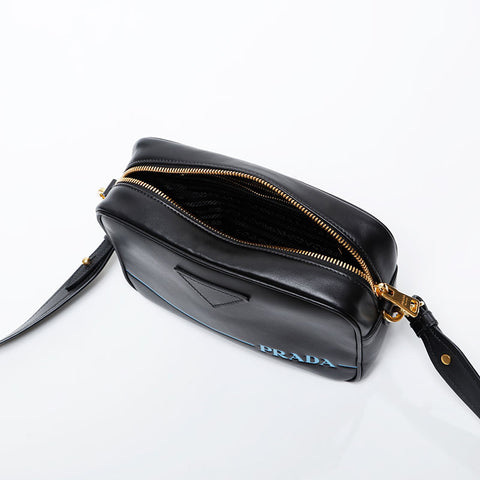 PRADA Leather Logo Camera Bag City Calf Shoulder Bag black WS21229