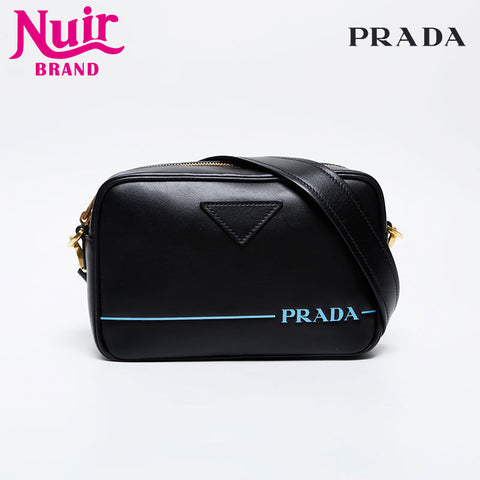 PRADA Leather Logo Camera Bag City Calf Shoulder Bag black WS21229