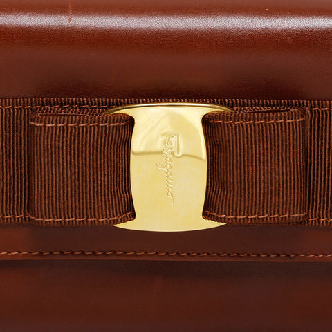 Salvatore Ferragamo Mini Vara Chain Shoulder Bag Brown WS21232