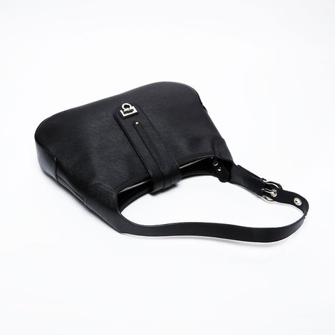 Salvatore Ferragamo Gancini leather one belt Shoulder Bag black WS21233