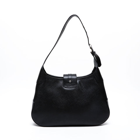 Salvatore Ferragamo Gancini leather one belt Shoulder Bag black WS21233
