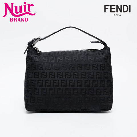 FENDI Zucchino Canvas Shoulder Bag black WS21236