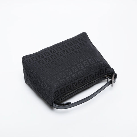 FENDI Zucchino Canvas Shoulder Bag black WS21236