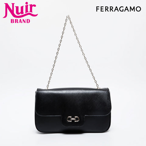 Salvatore Ferragamo Leather Chain Shoulder Bag black WS21237