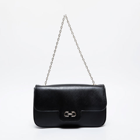 Salvatore Ferragamo Leather Chain Shoulder Bag black WS21237