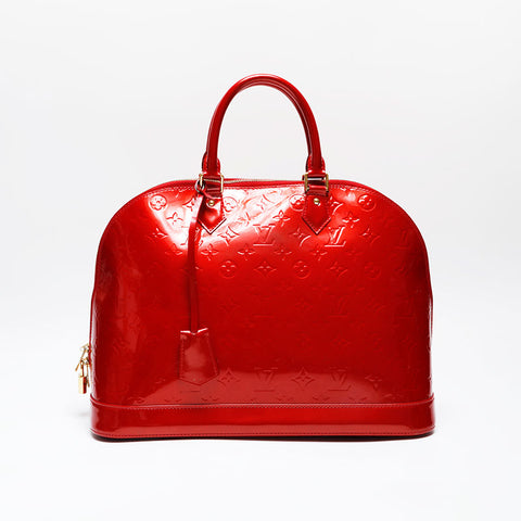 LOUIS VUITTON 2010 Monogram Vernis Alma GM Handbag Red WS21249