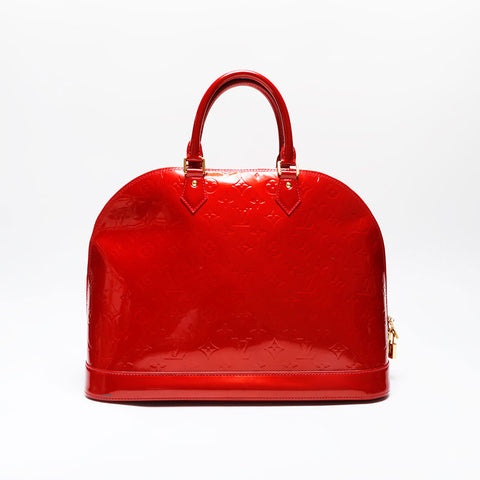 LOUIS VUITTON 2010 Monogram Vernis Alma GM Handbag Red WS21249