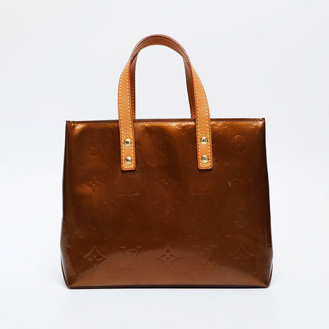 LOUIS VUITTON 2002 Monogram Vernis Lead PM Handbag gold WS21253