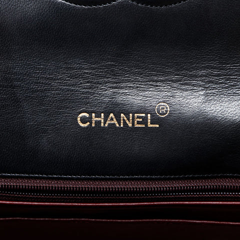 CHANEL 0 Series 1986-1989 Lambskin Chain Flap Matelasse Shoulder Bag black WS21257