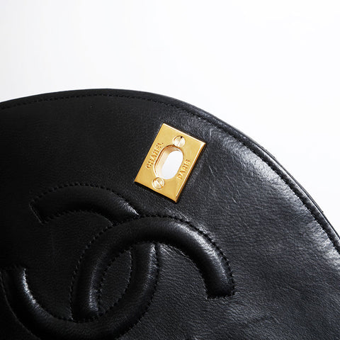 CHANEL 0 Series 1986-1989 Lambskin Chain Flap Matelasse Shoulder Bag black WS21257