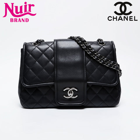 CHANEL 21st Series 2015-2016 Lambskin Chain Matelasse Flap Elementary Chic Shoulder Bag black WS21258