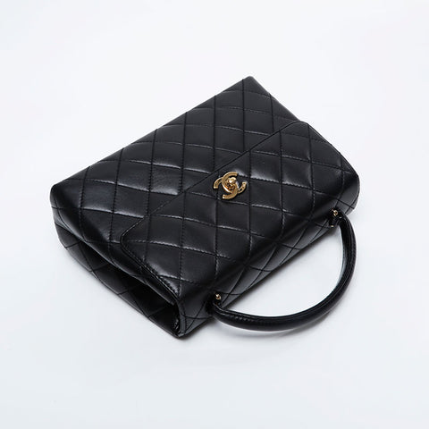 CHANEL No. 5 1997-1999 Top Handle Lambskin Matelasse Handbag black WS21259