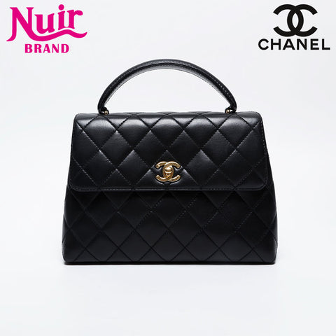 CHANEL No. 5 1997-1999 Top Handle Lambskin Matelasse Handbag black WS21259