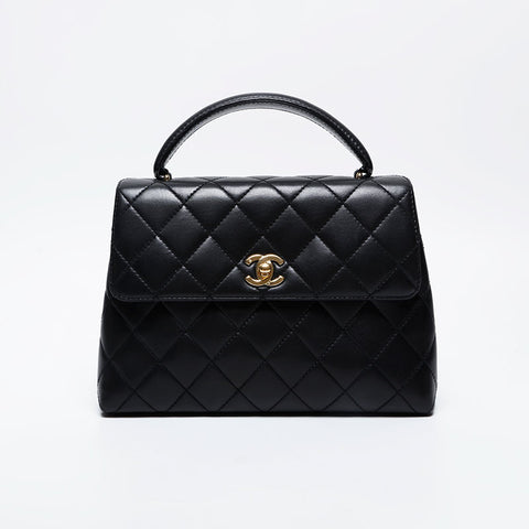 CHANEL No. 5 1997-1999 Top Handle Lambskin Matelasse Handbag black WS21259